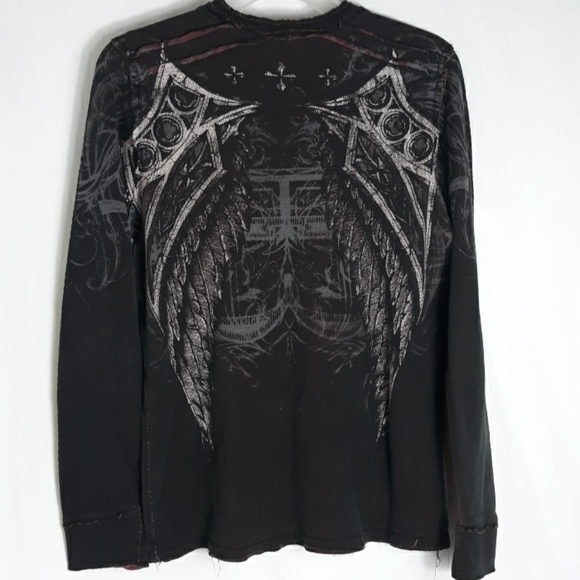 Affliction Mens Medium Distressed Pullover Sweater - Picture 3 of 6